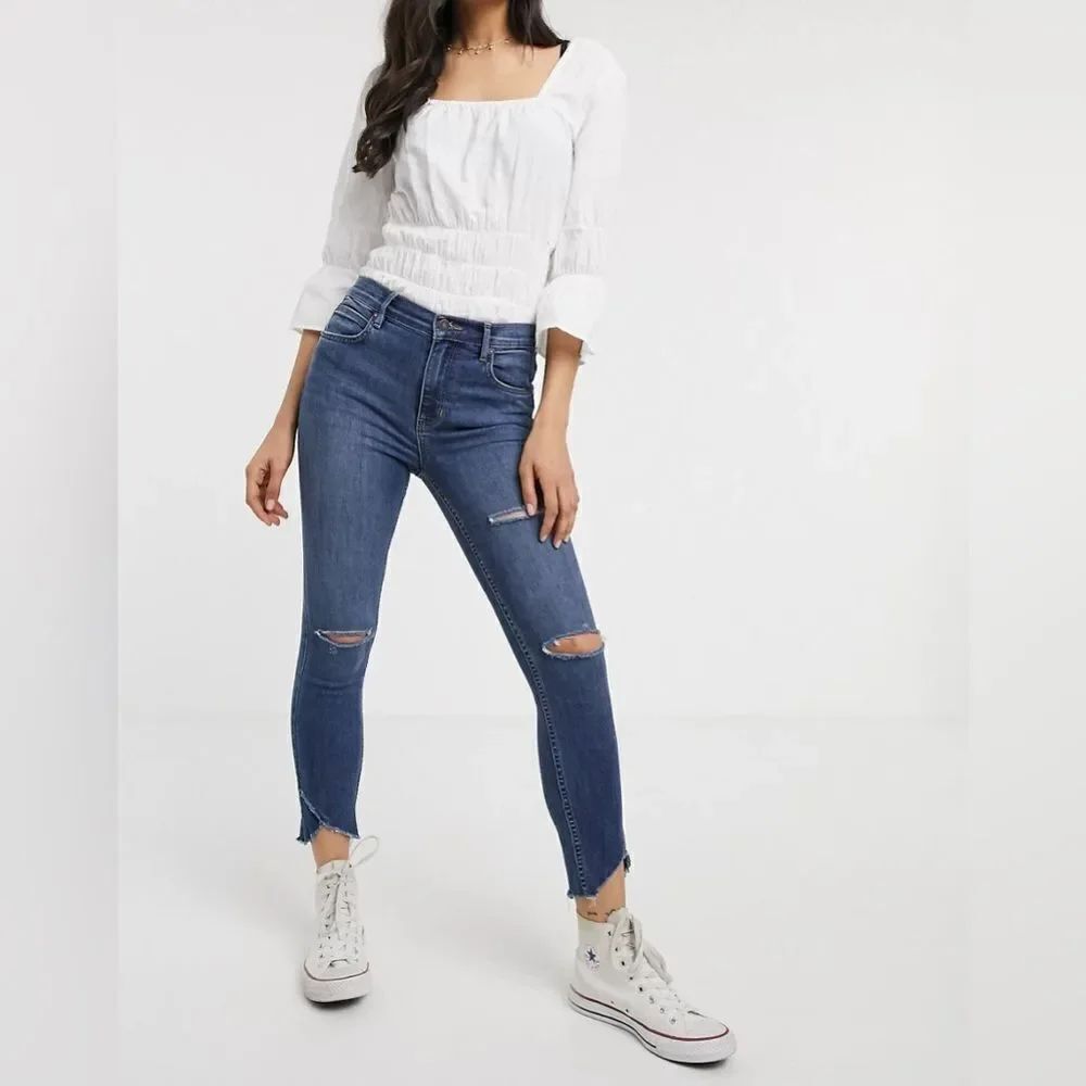 Free People We The Free Sunny Distressed Raw Hem Skinny Jeans Size 29